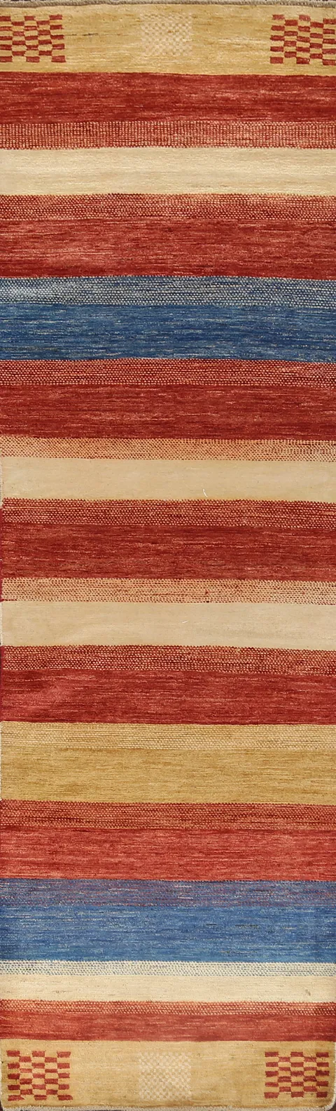 Striped Gabbeh Kashkoli Oriental Runner Rug 3x10