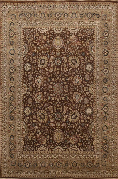Classic Brown Area Rug Featuring Traditional Persian Motifs 8x10