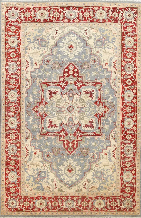 100% Vegetable Dye Heriz Serapi Oriental Area Rug 6x9
