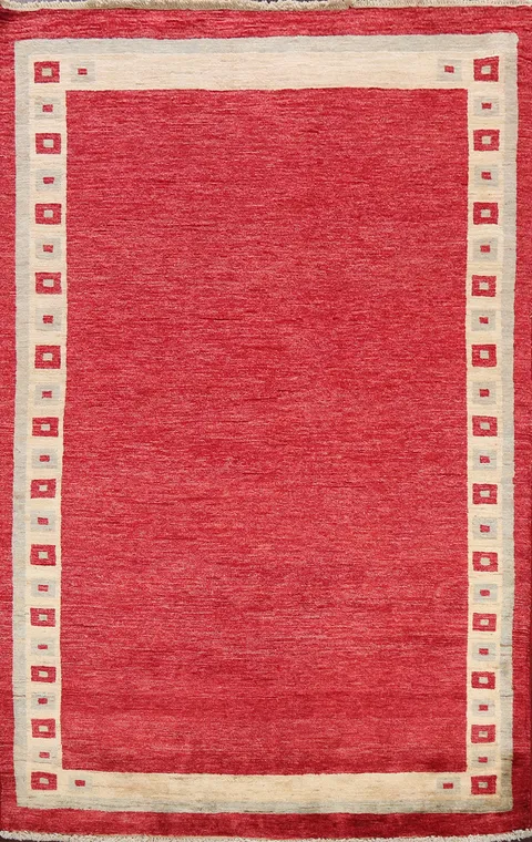 Contemporary Gabbeh Kashkoli Oriental Area Rug 4x6