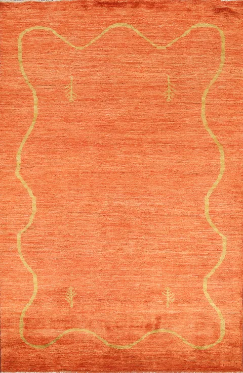 Contemporary Gabbeh Kashkoli Oriental Area Rug 4x6