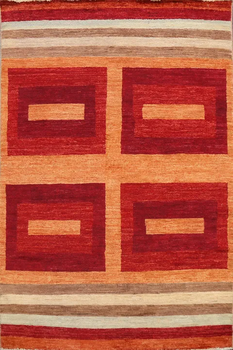 Contemporary Gabbeh Kashkoli Oriental Area Rug 4x6