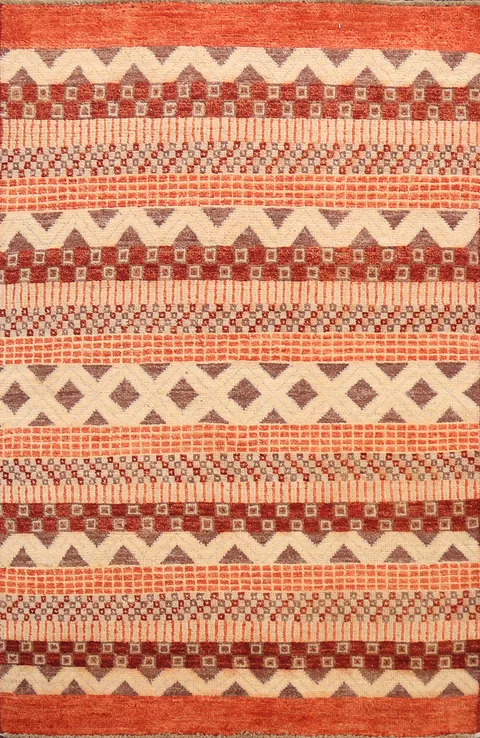Contemporary Gabbeh Kashkoli Oriental Area Rug 4x6