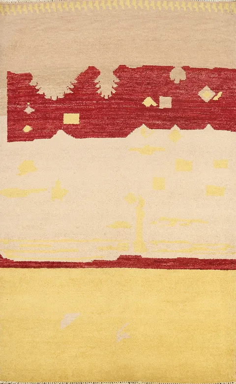 Contemporary Gabbeh Kashkoli Oriental Area Rug 4x6