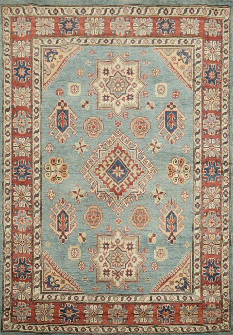 100% Vegetable Dye Super Kazak Oriental Area Rug 4x6
