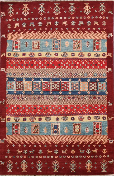 100% Vegetable Dye Super Kazak Oriental Area Rug 4x6
