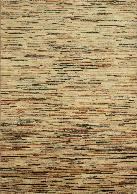 Earthy Brown Toned Rug with Subtle Striped Pattern 3x4