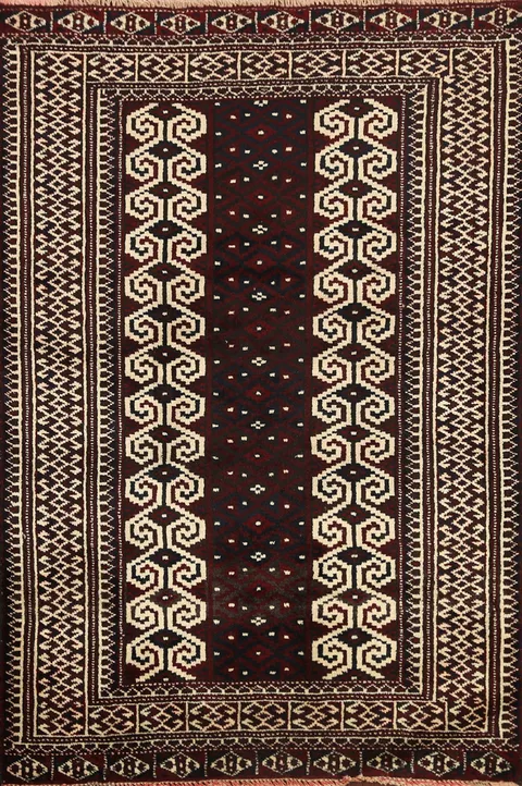 Tribal Geometric Balouch Persian Area Rug 3x4