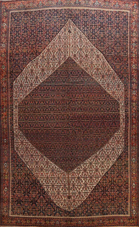 Antique 100% Vegetable Dye Senneh Persian Large Rug 11x16