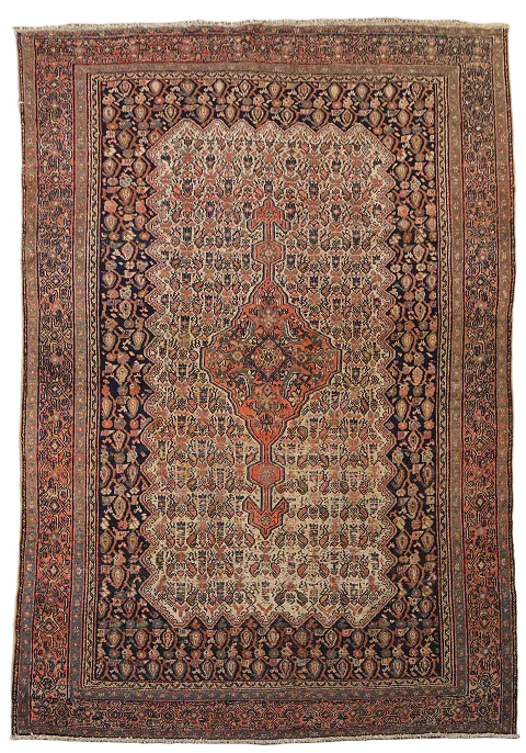 Pre-1900 Antique Vegetable Dye Senneh Persian Area Rug 4x6