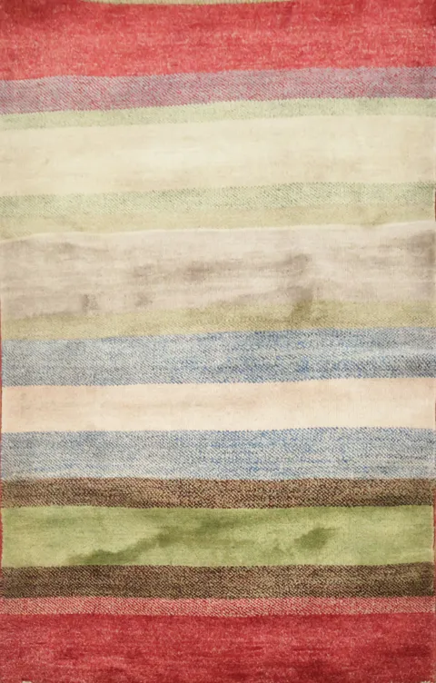 Stripe Contemporary Gabbeh Kashkoli Oriental Area Rug 3x4