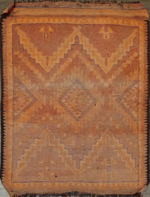 Antique 100% Vegetable Dye Moroccan Oriental Area Rug 4x5