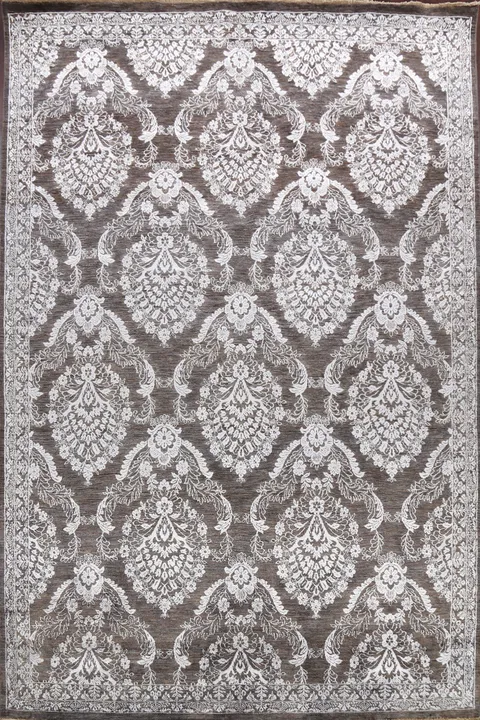 Silver Gray Floral Area Rug 9x12