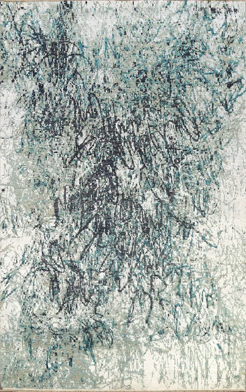 Vegetable Dye Contemporary Abstract Oriental Area Rug 6x9