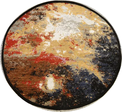 100% Vegetable Dye Round Abstract Oriental Area Rug 8x8