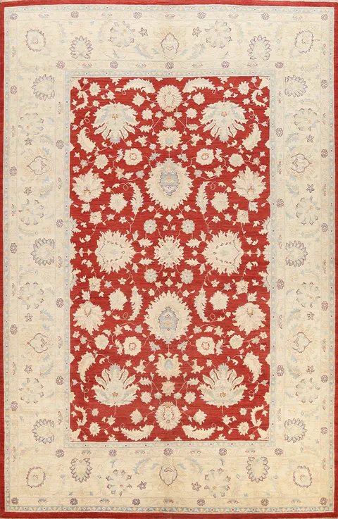 Sophisticated Floral Patterns on Classic Red Area Rug 9x12