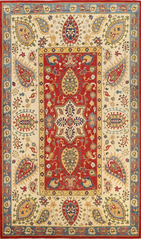 Vegetable Dye Floral Kazak Oriental Area Rug 7x10
