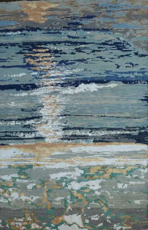Vegetable Dye Contemporary Abstract Oriental Area Rug 6x9