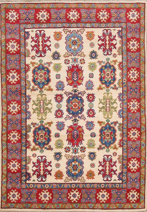Geometric Kazak Oriental Area Rug 5x6