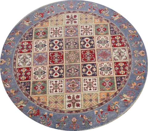Garden Design Kazak Oriental Area Rug 7x7 Round
