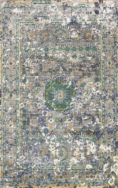 Vegetable Dye Contemporary Abstract Oriental Area Rug 6x9