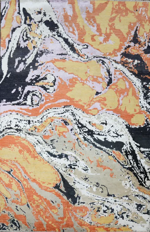 Vegetable Dye Contemporary Abstract Oriental Area Rug 6x10