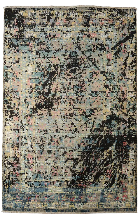 Vegetable Dye Contemporary Abstract Oriental Area Rug 4x6