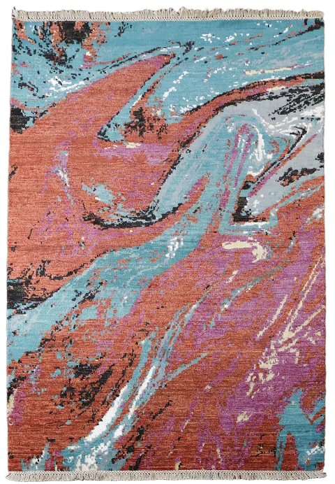 Abstract Swirl Design Rug with Vibrant Color Tones for Modern Homes 4'x6'