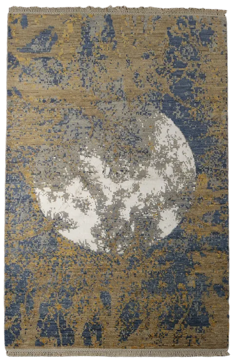 Vegetable Dye Contemporary Abstract Oriental Area Rug 4x6