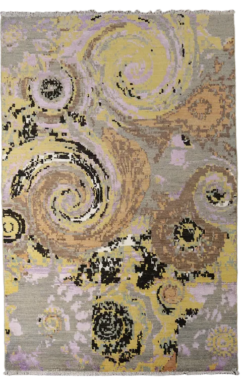 Vegetable Dye Contemporary Abstract Oriental Area Rug 4x6