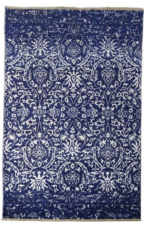 Vegetable Dye Distressed Abstract Oriental Area Rug 4x6