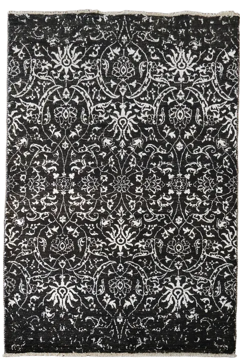 Vegetable Dye Damask Style Abstract Oriental Area Rug 4x6