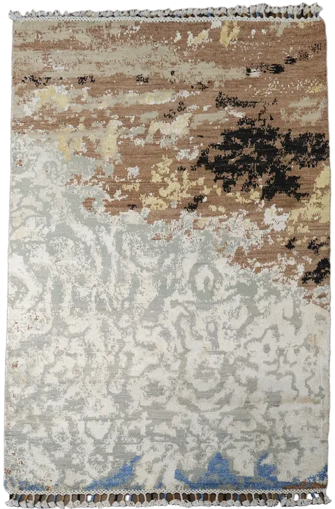 Vegetable Dye Contemporary Abstract Oriental Area Rug 4x6
