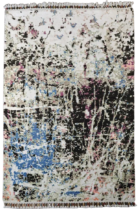 Elegant Abstract Design Wool Rug for Modern Interiors 4'x6'