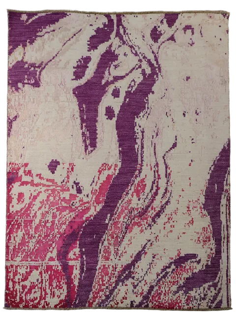 Vibrant Magenta and Lilac Swirl Rug for Artistic Home Decor 4'x6'