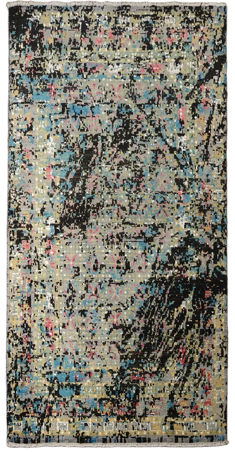 Vegetable Dye Contemporary Abstract Oriental Area Rug 4x6