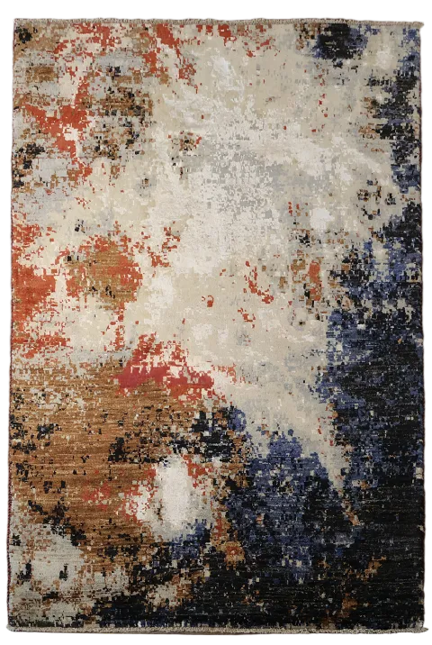 Vibrant Tones and Texture: Bold Abstract Design Rug 4'x6'