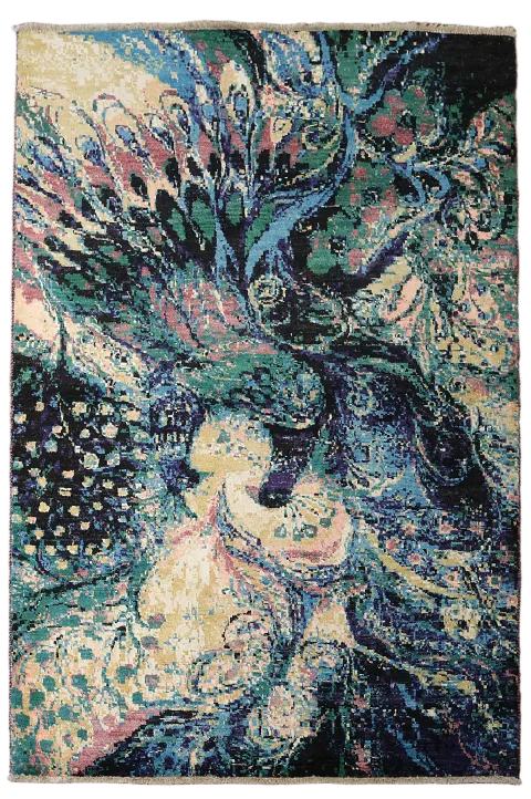 Vegetable Dye Contemporary Abstract Oriental Area Rug 4x6
