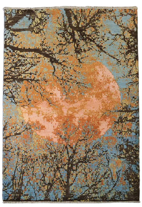 Mystical Moon and Branches Inspired Artistic Rug 4'x6'
