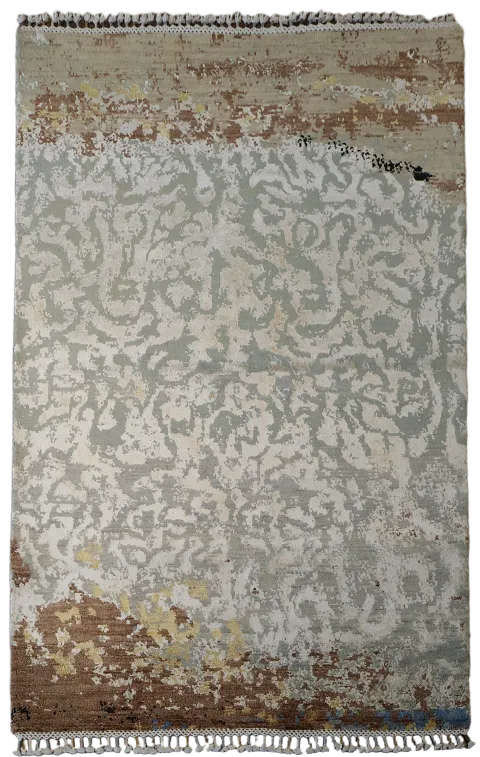 Vegetable Dye Contemporary Abstract Oriental Area Rug 4x6