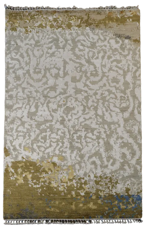 Contemporary Rug in Soft Neutrals and Elegant Abstract Design 4'x6'