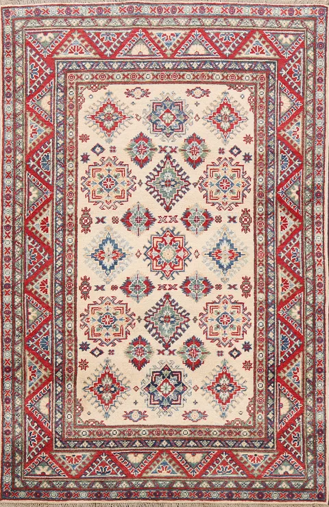 Geometric Kazak Oriental Area Rug 4x6