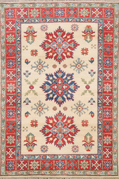 Geometric Kazak Oriental Area Rug 4x6
