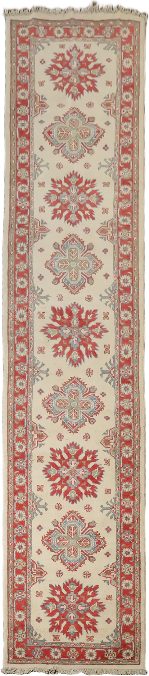 Geometric Kazak Oriental Runner Rug 3x12