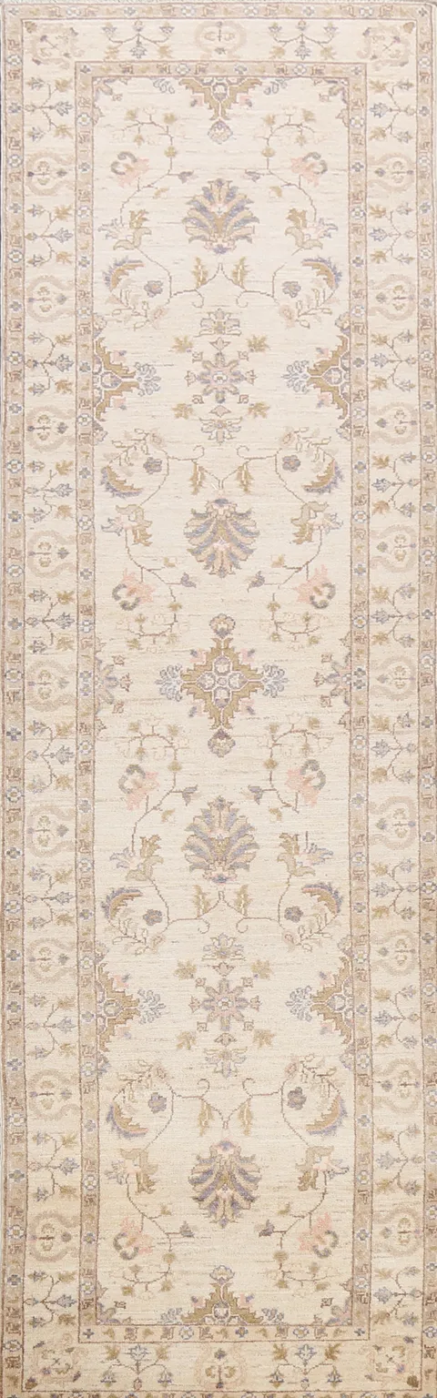 Vegetable Dye Floral Ziegler Oriental Runner Rug 3x10