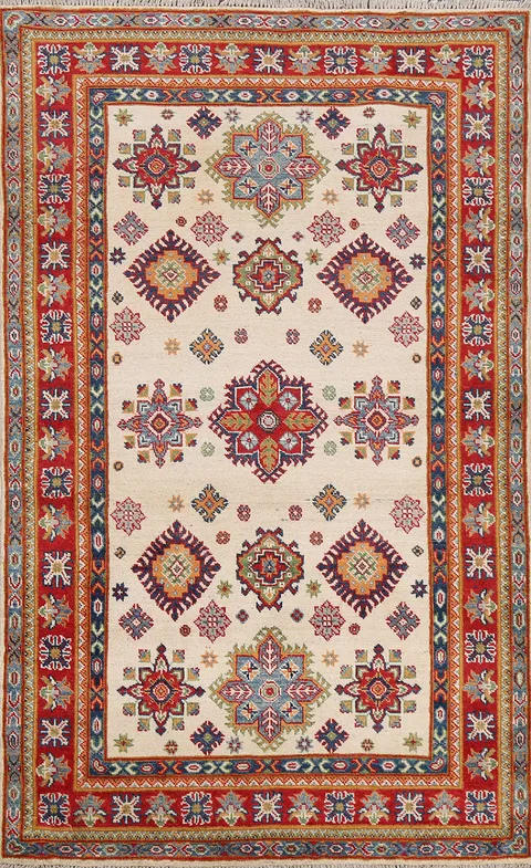 Geometric Kazak Oriental Area Rug 4x6