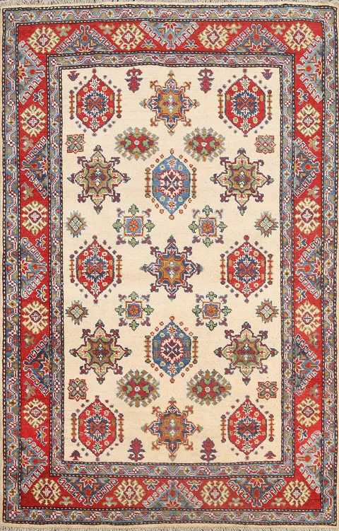 Geometric Kazak Oriental Area Rug 4x6