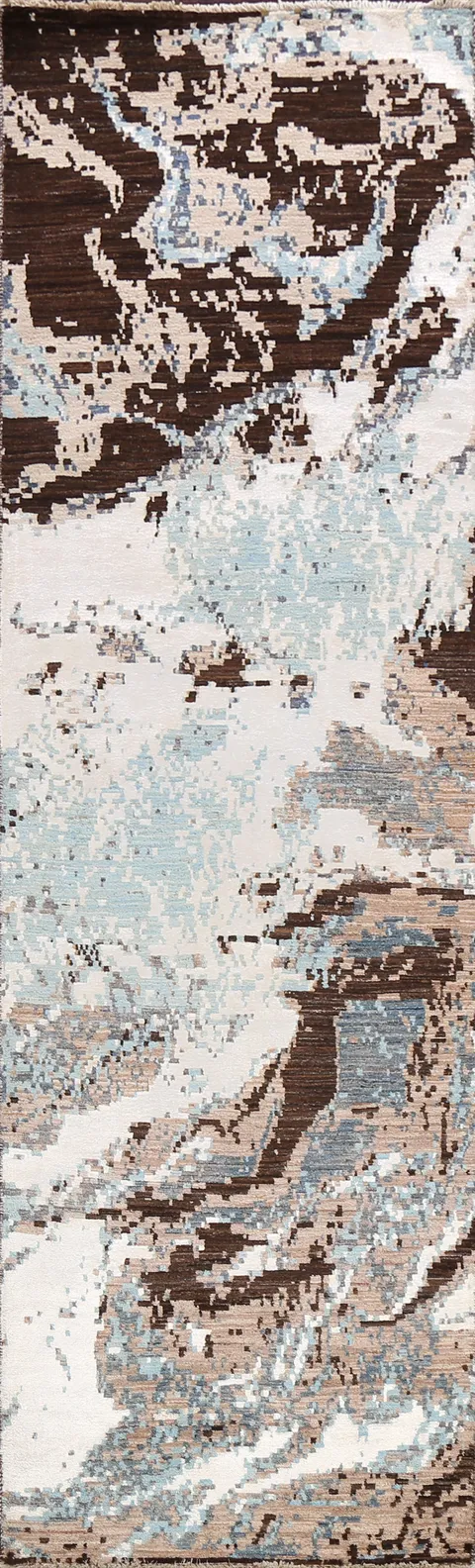 Vegetable Dye Modern Abstract Oriental Runner Rug 3x10