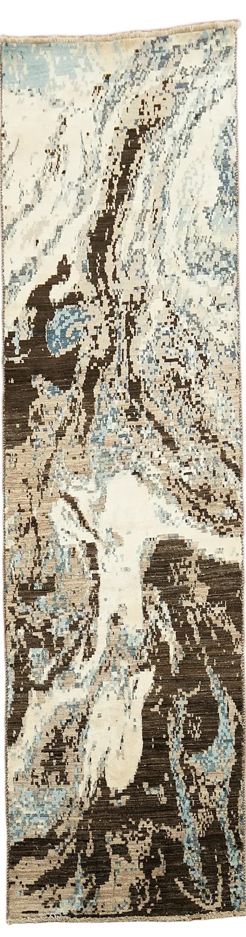 Vegetable Dye Modern Abstract Oriental Runner Rug 3x10