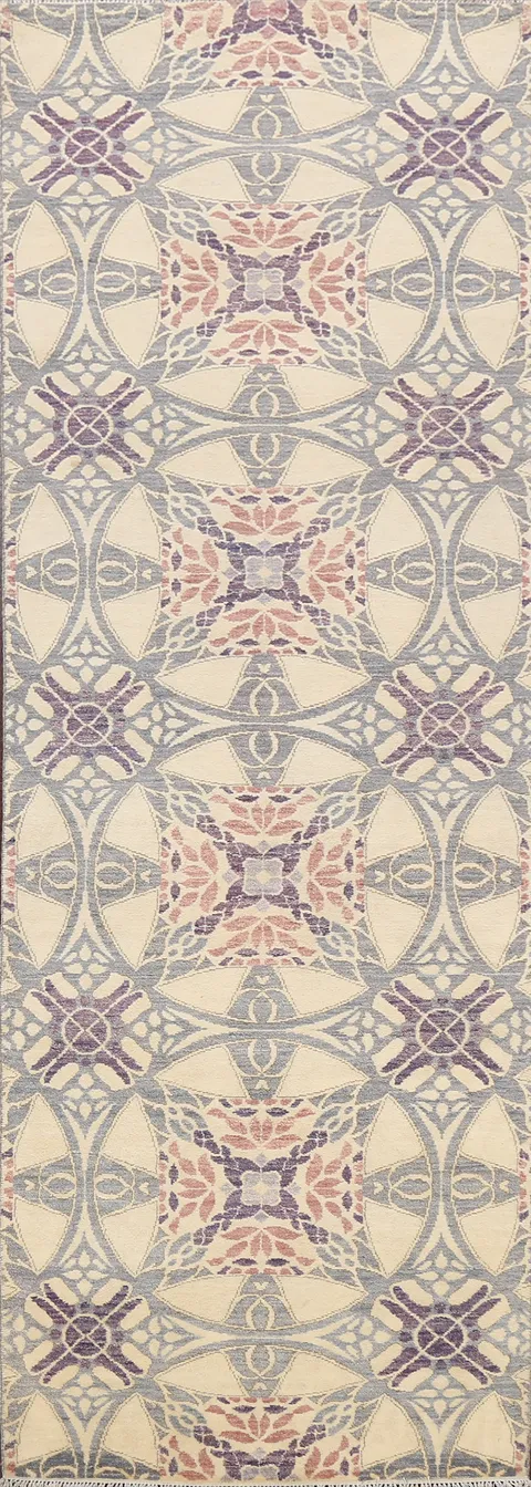 All-Over Geometric Abstract Oriental Runner Rug 3x10
